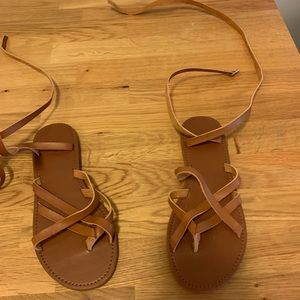 Forever21 ankle wrap sandal brown size 6